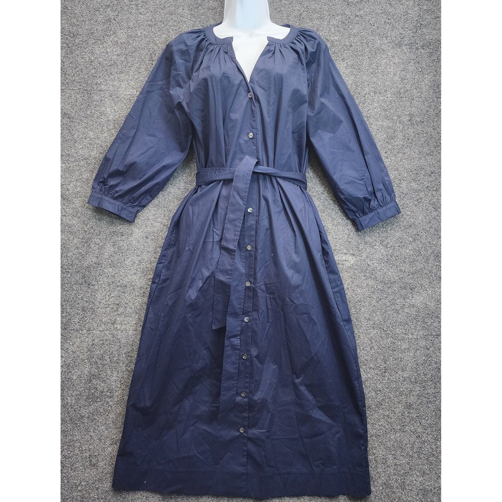 NWT J.McLaughlin Charlotta Women's Navy Cotton Shirtdress Midi Dress S Coastal